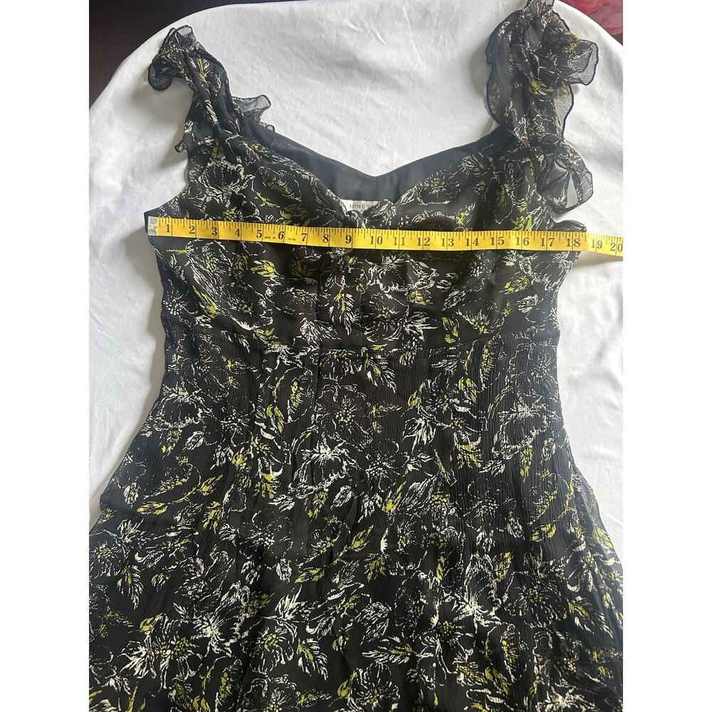 Nine West Silk Floral Baby Doll Dress Womens Size 14P Black Green Romantic NWT - Picture 7 of 9